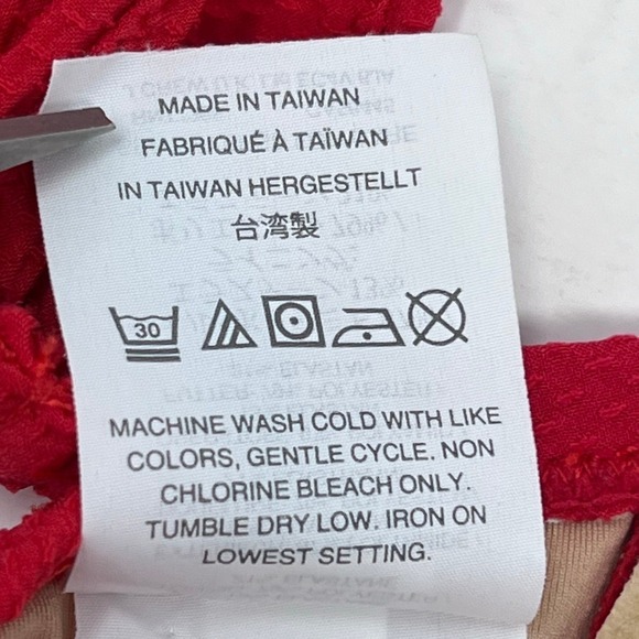 J Crew Bikini Womens Small Off The Shoulder Bikini Set Cherry Red Pique Nylon‎ - Picture 6 of 12